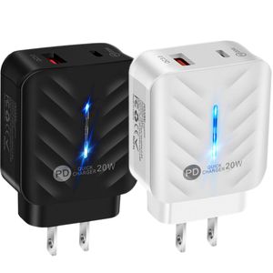 Caricabatterie rapido universale A + C tipo c PD QC3.0 20W Caricabatterie rapido rapido US Eu USB C Alimentatori per carica a muro per Iphone 13 14 15 Samsung Tablet PC Telefono Android