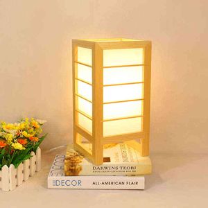 Japanese-style Art Deco Table Lamp Simple Modern Wooden Led Desk Lamp Scotch Bedroom Bedside Lamp Home Deco Solid Wood Droplight H220423