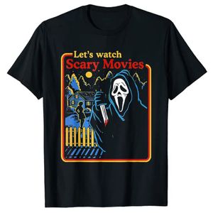 Lets Watch Scary Movies Scream Horror Halloween T-Shirt Gothic Tee Tops 220713