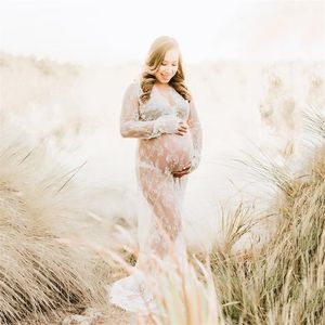 Snörning Gravid Kvinna Klänning Maternity Es För Po Shoot Robe Grossesse Baby Shower Pgraphy 220419