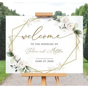 Персонализированный цветочный печатный отпечаток Greenery Wedding Werving Sign Шаблон Пользовательский входной доска 220614