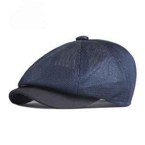 Berets Sboy Caps For Men Casual Painters Hat Hollow Mesh Herringbone Flat Cap Gavroche Octagonal HatBerets