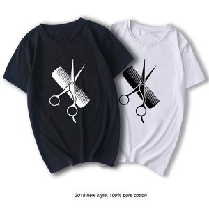 RAEEK Hip Hop Simple Splicing Tee Tops Shirt Short Sleeve Men Gift Hairdresser Stylist Scissors Comb O Neck T Shirts 220627