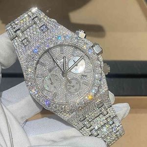 Rolesx Uxury Watch Date Gmt Fashion Luxury Bling Hip-Hop Full Iced Out Moissanite из нержавеющей стали с тремя глазами многофункциональные механические часы