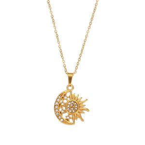 Colares pendentes delicados design criativo Design Sun Moon Star 3a Girl Girl Presente 18K Gold água impermeável Colares de jóias