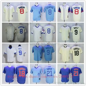 قمصان بيسبول خمر يرتدون مخيط 8 andreredawson 21 Sammysosa 9 Javierbaez 18 Benzobrist Number Away Treatable Sport Jersey عالية الجودة