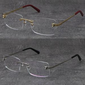 Ny metall Rimless Cheetah Series Eyewear Reading Frames Women Gelglas i stora fyrkantiga glas med box mode optisk manlig och kvinnlig myopisk ramstorlek: 56-18-140mm