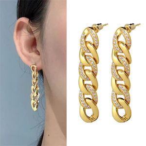 2022 Wholesale High Quality Gold Finish stud For Women Girls Cute Stylish Long Hanging Drop Earrings Luxury Brand Copper Jewelry Classic Fashion designer gold Color