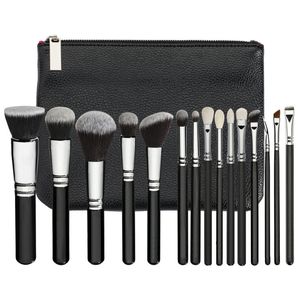 Make -up -Bürsten tragbare 15 -pcs -Sets Kosmetikpinsel Foundation Lidschatten Eyeliner Make -up -Kits mit PU Lederbeutel Q240507