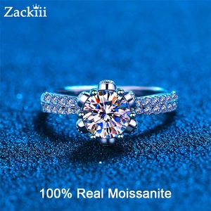 Zackiii Certified karaat diamanten verlovingsring vrouwen K wit goud sterling zilveren bruidsringen trouwband GRA
