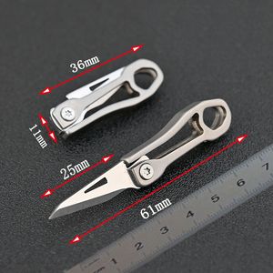 1Pcs High-End-Taschen-faltendes Messer 420J2 Satin Klinge TC4 Titan Legierung Griff Schlüsselbund Ordner messer EDC Werkzeuge