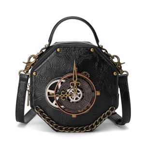 Bolsas de ombro pequenas steampunk para mulheres crossbody vintage rebute top hanking bolsas de pacote de pacote de ótima qualidade preto