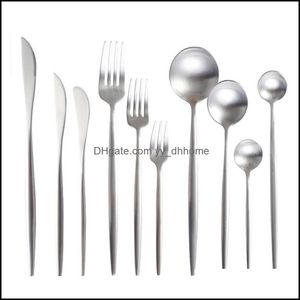 Flatware Sets Kitchen Dining Bar Home Garden Sierware Cutlery Stainless Steel Tableware Fork Spoon Knife Drop Delivery 2021 Hkcwp