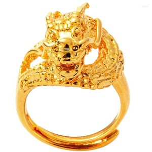 Wedding Rings Fashion Gold Men Ring Exaggerated African Dragon Personality Adjustable Split Punk Hip Hop Male Female Jewelry GifWedding