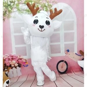 Halloween White Reindeer Mascot Costume Cartoon Theme Character Carnival Festival Fancy Dress Christmas Outdoor Theme Party Adults Outfit Suit