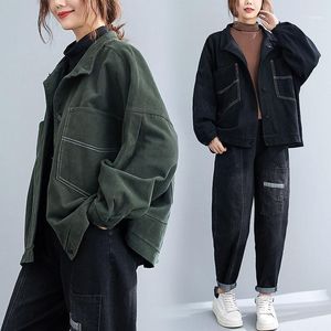 女性用ジャケットベーシックルーズジーンズジャケット女性クラシックストリートウェアの女性デニムポケットシングルブレストトップフェム2022秋211