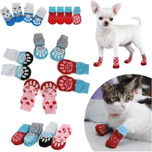 Dog Apparel Pcs/Set Warm Puppy Socks Cute Knit Soft Pet Knits Cartoon Anti-Slip Cat Shoes Colorful SocksDog