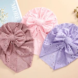 Neue Blume Drucken Hohl Spitze Beanie Bebe Baby Mädchen Gorro Infantil Bebe Große Bowknot Neugeborenen Motorhaube Haar Zubehör