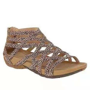Sandali Summer Women Shoes 2022 Leopard Round Toe Wedges Casual Rome chiuso Plus Zapatillas Mujer