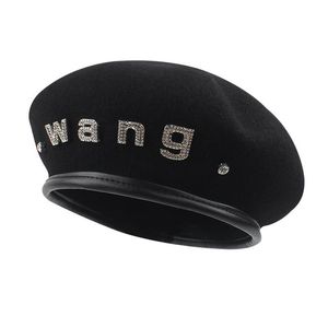 Berets berets zima solid kolorowy kaszmirowy kapelusz kaszmirowy, belle fashion hat marka czarne litery rhinestone żeńskie beret casual malarz hat słynny elegancki hatberets