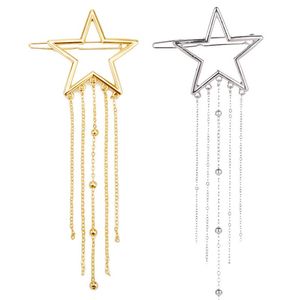 Geometric Star Moon Rhinestone Crystal Pendant Barrettes Hair Accessories Girl Long Chain Beads Elegant Fashion Tassel Hairpin