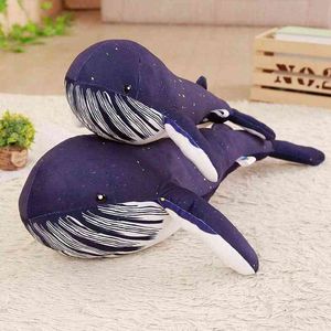 CM Novo estilo de estilo azul de tubarão de pelúcia de peixe grande pano de pano pop de baleia de pelúcia de animais de animais de aniversário J220704