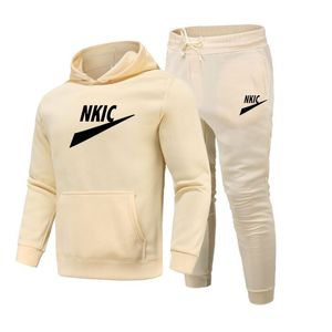 Cotton Brand LOGO Print Sports Tracksuits Men's Jogger Sweatsuit Gym Fleece Winter White Pink Jogging Hoodies Apparel Set High Quality