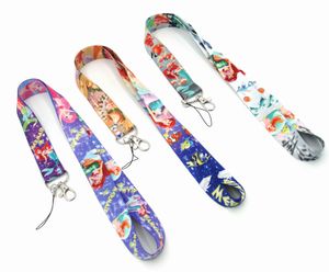 Fabrikspris 100 Piec Mermaid Anime Lanyard Keychain Neck Rand Key Camera ID Telefonsträng Pendant Badge Party Presenttillbehör Partihandel