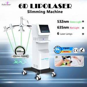 Alta potência LLLT 532nm Comprimento de onda 6D Máquina de emagrecimento a laser a laser frio Remoção de celulite CE FDA de folga