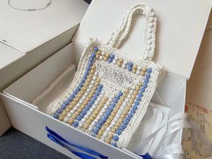 Borsa a tracolla alla moda di alta qualità con lettere ricamate in tessuto borsa da donna con accessori a sfera in legno colorato