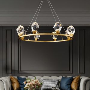 ModernRound Cristal Chandelier Led Chandelier Lustre Indoor Lighting Sala de Livro Decoração Lustre Loft Loft Lamp