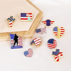 10 스타일의 남성을위한 미국 국기 브로치 여행 여행 기념품 선물 선물 선물 선물 핀 가방 매력 작은 선물 의류 장식 보석 액세서리