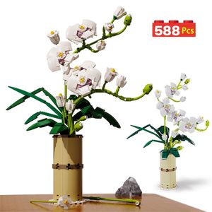 Moc Bouquet Orchidee Blumen Bausteine Stadt Romantische Dekoration Diy Freunde Ziegel Spielzeug für Kinder Mädchen Geschenk 220527