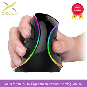 Wholesale wireless computer mice for sale - Group buy Delux M618 PLUS Ergonomics Vertical Gaming Mouse Buttons DPI RGB Wired Wireless Right Hand Mice For PC Laptop Computer313i