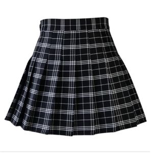 Frauen Casual Plaid Rock Mädchen Hohe Taille Gefaltete Aline Mode Uniform Rock Mit Inneren Shorts 220701