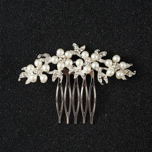 Cabeças de cabeça no casamento Tiara Pearl Silver Crystal Small Hair Comb Light Dress Acessórios