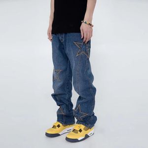 Men s Jeans Custom LogoWide Leg Denim Cargo Jean Pants Loose Straight Baggy Men s Hip Hop Streetwear TrousersMen s