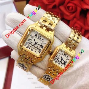 2020 Top Grade New Fashion Woman Square Gold Watch Casual Lady Quartz Panthere de G Factory Watches 316L Stainless Steel Band mont249K