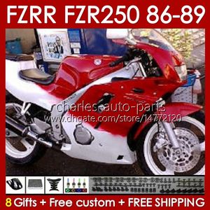 Набор для тела для Yamaha FZR250 FZR 250 R RR FZR250R 1986 1987 1988 1989 Красные глянцевые кузова FZR-250 86-89 142NO.34 FZRR FZR 250R 250RR FZR-250R FZR250RR 86 87 88 89 FARING FARING