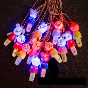 Cartoon LED lampeggiante fischio giocattolo collana pendenti bambini carino illuminato bagliore giocattoli regalo compleanno Rave Glow per feste