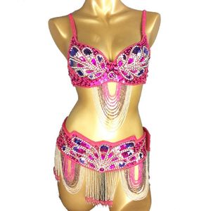 Stage Wear Design Women's Belly Dance Costume BRA Belt 2pc/set Carnival Sexy Outfits Bollywood ClothesStage