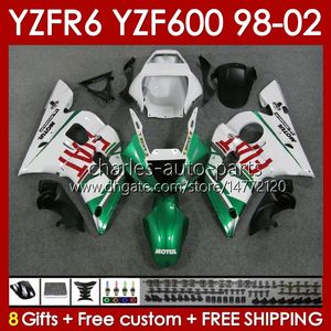 Kit de corpo para yamaha yzf r6 r 6 98-02 yzfr6 98 99 00 01 02 Bodywork 145No.83 Verde Yzf 600 cc yzf-600 quadro yzf-r6 yzf600 600cc 1998 1999 2000 2001 2002