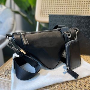 Erkekler Omuz Çantaları Moda Üçgen Çanta Kadın Deri Mini Para Kutusu Cüzdan 2 Adet Setleri Çanta Lüks Tasarımcı Crossbody Çanta