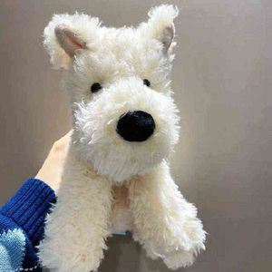 Śliczne puszyste włosy West Highland White Terrier pluszowy miękki szczeniak przytulić wypchane realistyczne zwierzęta Baby Sussen Sleep Doll J220704