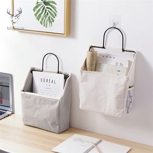 Grey White Bed Storage Pockets Canvas Bedside Wall Hanging Storage Magazine Organizer Holder for Office Table 201016
