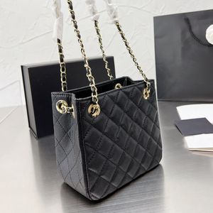 22Ss Mini Borse a secchiello Caviale Classico Nastro trapuntato Litchi Abbigliamento in pelle Borsa a tracolla a catena Designer Luxury Ladies Primavera Estate Outdoor