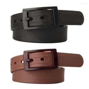 Belts Simple Ladies Wide Belt Frosting Texture Vintage Buckle Silicone Fashion Wild Square Women's Waist Seal DropshipBelts Emel22