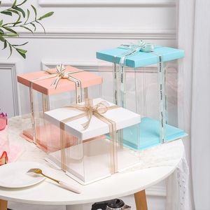 Gift Wrap Pieces Birthday Cake Box PVC Transparent Packaging Toys Dessert Flowers Festive Wedding Party Decoration BoxGift