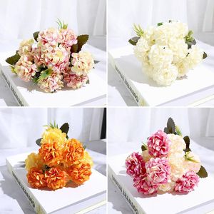 Decoratieve bloemen kransen Hydrangea nep luxe boeket bruiloft decoratie thuis tafel luchtblauw hyddecoratief