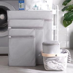 Solid Gray Color Laundry Bag For Bra Lingerie Clothes Classified Cleaning Household Necessary Wash Kits Washing Machine Zip Bags